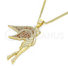 Collares con Dije 04.344.0021.1.20 Oro Laminado, Diseño de Angel, con Granate Micro Pave, Pulido, Tono Dorado (02 MM Thickness, 20 Inches Length)