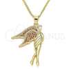 Collares con Dije 04.344.0021.1.20 Oro Laminado, Diseño de Angel, con Granate Micro Pave, Pulido, Tono Dorado (02 MM Thickness, 20 Inches Length)