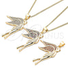 Collares con Dije 04.344.0021.1.20 Oro Laminado, Diseño de Angel, con Granate Micro Pave, Pulido, Tono Dorado (02 MM Thickness, 20 Inches Length)