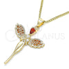 Collares con Dije 04.344.0022.1.20 Oro Laminado, Diseño de Angel, con Granate Micro Pave, Pulido, Tono Dorado (02 MM Thickness, 20 Inches Length)