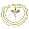 Collares con Dije 04.344.0022.1.20 Oro Laminado, Diseño de Angel, con Granate Micro Pave, Pulido, Tono Dorado (02 MM Thickness, 20 Inches Length)
