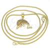 Collares con Dije 04.344.0023.1.20 Oro Laminado, Diseño de Delfín, con Granate Micro Pave, Pulido, Tono Dorado (02 MM Thickness, 20 Inches Length)