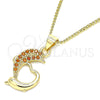 Collares con Dije 04.344.0024.1.20 Oro Laminado, Diseño de Delfín, con Granate Micro Pave, Pulido, Tono Dorado (02 MM Thickness, 20 Inches Length)