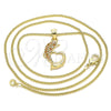 Collares con Dije 04.344.0024.1.20 Oro Laminado, Diseño de Delfín, con Granate Micro Pave, Pulido, Tono Dorado (02 MM Thickness, 20 Inches Length)