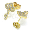 Arete Dormilona 02.344.0062 Oro Laminado, Diseño de Llave, con Blanca Micro Pave, Pulido, Tono Dorado