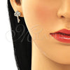 Arete Dormilona 02.344.0062.2 Oro Laminado, Diseño de Llave, con Multicolor Micro Pave, Pulido, Tono Dorado