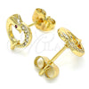 Arete Dormilona 02.344.0063 Oro Laminado, Diseño de Corazón y Delfín, con Blanca and Rubi Micro Pave, Pulido, Tono Dorado