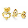 Arete Dormilona 02.344.0063.1 Oro Laminado, Diseño de Corazón y Delfín, con Micro Pave Granate, Pulido, Tono Dorado