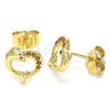 Arete Dormilona 02.344.0063.1 Oro Laminado, Diseño de Corazón y Delfín, con Granate Micro Pave, Pulido, Tono Dorado