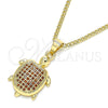 Collares con Dije 04.344.0025.1.20 Oro Laminado, Diseño de Tortuga, con Granate Micro Pave, Pulido, Tono Dorado (02 MM Thickness, 20 Inches Length)