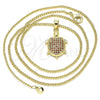 Collares con Dije 04.344.0025.1.20 Oro Laminado, Diseño de Tortuga, con Granate Micro Pave, Pulido, Tono Dorado (02 MM Thickness, 20 Inches Length)