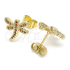 Arete Dormilona 02.344.0065.1 Oro Laminado, Diseño de Libélula, con Granate Micro Pave, Pulido, Tono Dorado