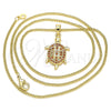 Collares con Dije 04.344.0026.1.20 Oro Laminado, Diseño de Tortuga, con Granate Micro Pave, Pulido, Tono Dorado (02 MM Thickness, 20 Inches Length)