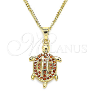 Collares con Dije 04.344.0026.1.20 Oro Laminado, Diseño de Tortuga, con Granate Micro Pave, Pulido, Tono Dorado (02 MM Thickness, 20 Inches Length)