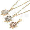 Collares con Dije 04.344.0026.1.20 Oro Laminado, Diseño de Tortuga, con Granate Micro Pave, Pulido, Tono Dorado (02 MM Thickness, 20 Inches Length)