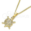Collares con Dije 04.344.0027.20 Oro Laminado, Diseño de Tortuga, con Blanca and Granate Micro Pave, Pulido, Tono Dorado (02 MM Thickness, 20 Inches Length)