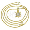 Collares con Dije 04.344.0027.20 Oro Laminado, Diseño de Tortuga, con Blanca and Granate Micro Pave, Pulido, Tono Dorado (02 MM Thickness, 20 Inches Length)