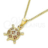 Collares con Dije 04.344.0027.1.20 Oro Laminado, Diseño de Tortuga, con Granate Micro Pave, Pulido, Tono Dorado (02 MM Thickness, 20 Inches Length)