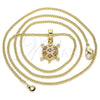 Collares con Dije 04.344.0027.1.20 Oro Laminado, Diseño de Tortuga, con Granate Micro Pave, Pulido, Tono Dorado (02 MM Thickness, 20 Inches Length)