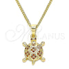 Collares con Dije 04.344.0027.1.20 Oro Laminado, Diseño de Tortuga, con Granate Micro Pave, Pulido, Tono Dorado (02 MM Thickness, 20 Inches Length)