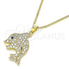Collares con Dije 04.344.0030.20 Oro Laminado, Diseño de Delfín, con Blanca and Zafiro Azul Micro Pave, Pulido, Tono Dorado (02 MM Thickness, 20 Inches Length)