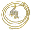 Collares con Dije 04.344.0030.20 Oro Laminado, Diseño de Delfín, con Blanca and Zafiro Azul Micro Pave, Pulido, Tono Dorado (02 MM Thickness, 20 Inches Length)