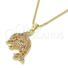 Collares con Dije 04.344.0030.1.20 Oro Laminado, Diseño de Delfín, con Granate Micro Pave, Pulido, Tono Dorado (02 MM Thickness, 20 Inches Length)