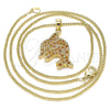 Collares con Dije 04.344.0030.1.20 Oro Laminado, Diseño de Delfín, con Granate Micro Pave, Pulido, Tono Dorado (02 MM Thickness, 20 Inches Length)