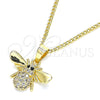 Collares con Dije 04.344.0031.20 Oro Laminado, Diseño de Abeja, con Blanca and Negro Micro Pave, Pulido, Tono Dorado (02 MM Thickness, 20 Inches Length)