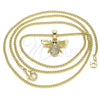Collares con Dije 04.344.0031.20 Oro Laminado, Diseño de Abeja, con Blanca and Negro Micro Pave, Pulido, Tono Dorado (02 MM Thickness, 20 Inches Length)