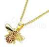 Collares con Dije 04.344.0031.1.20 Oro Laminado, Diseño de Abeja, con Granate Micro Pave, Pulido, Tono Dorado (02 MM Thickness, 20 Inches Length)