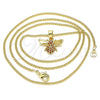 Collares con Dije 04.344.0031.1.20 Oro Laminado, Diseño de Abeja, con Granate Micro Pave, Pulido, Tono Dorado (02 MM Thickness, 20 Inches Length)