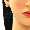 Arete Dormilona 02.210.0415.1 Oro Laminado, Diseño de Ojo Griego, con Blanca Micro Pave, Pulido, Tono Dorado