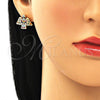 Arete Dormilona 02.210.0418.1 Oro Laminado, Diseño de Angel, con Multicolor Zirconia Cubica, Pulido, Tono Dorado