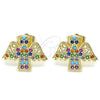 Arete Dormilona 02.210.0418.1 Oro Laminado, Diseño de Angel, con Multicolor Zirconia Cubica, Pulido, Tono Dorado