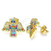 Arete Dormilona 02.210.0418.1 Oro Laminado, Diseño de Angel, con Multicolor Zirconia Cubica, Pulido, Tono Dorado