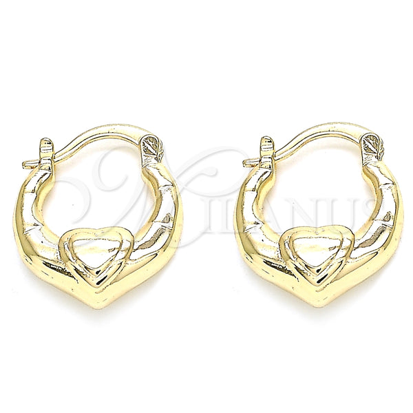 Argolla Pequeña 02.233.0028.15 Oro Laminado, Diseño de Corazón, Pulido, Tono Dorado