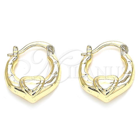 Argolla Pequeña 02.233.0028.15 Oro Laminado, Diseño de Corazón, Pulido, Tono Dorado