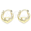 Argolla Pequeña 02.233.0028.15 Oro Laminado, Diseño de Corazón, Pulido, Tono Dorado