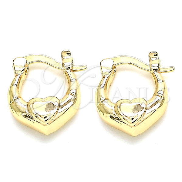 Argolla Pequeña 02.233.0028.12 Oro Laminado, Diseño de Corazón, Pulido, Tono Dorado