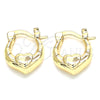 Argolla Pequeña 02.233.0028.12 Oro Laminado, Diseño de Corazón, Pulido, Tono Dorado