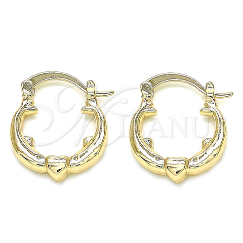 Argolla Pequeña 02.233.0029.20 Oro Laminado, Diseño de Corazón, Pulido, Tono Dorado