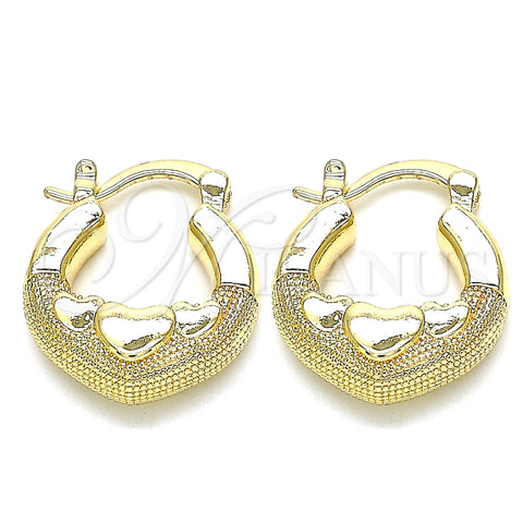 Argolla Pequeña 02.233.0031.20 Oro Laminado, Diseño de Corazón, Pulido, Tono Dorado