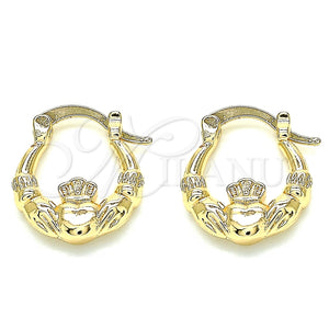 Argolla Pequeña 02.233.0035.15 Oro Laminado, Diseño de Corazón y Corona, Pulido, Tono Dorado