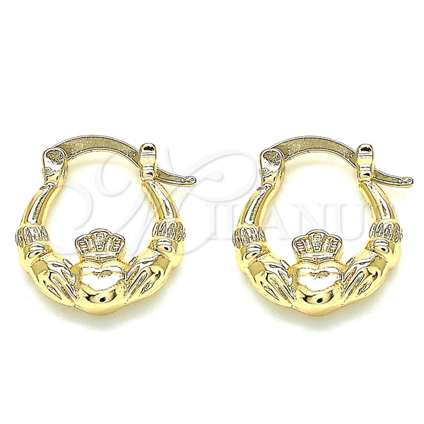 Argolla Pequeña 02.233.0035.15 Oro Laminado, Diseño de Corazón y Corona, Pulido, Tono Dorado