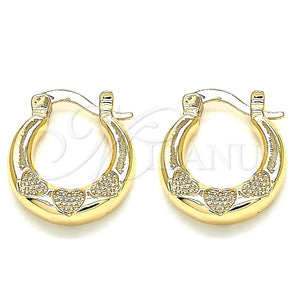 Argolla Pequeña 02.233.0036.15 Oro Laminado, Diseño de Corazón, Pulido, Tono Dorado