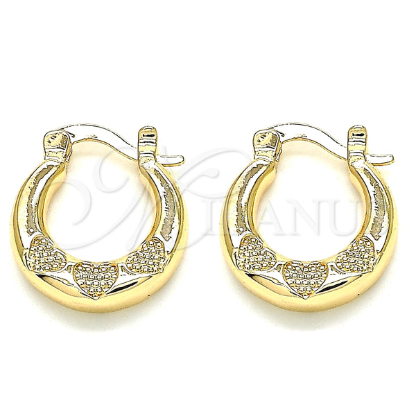 Argolla Pequeña 02.233.0036.15 Oro Laminado, Diseño de Corazón, Pulido, Tono Dorado