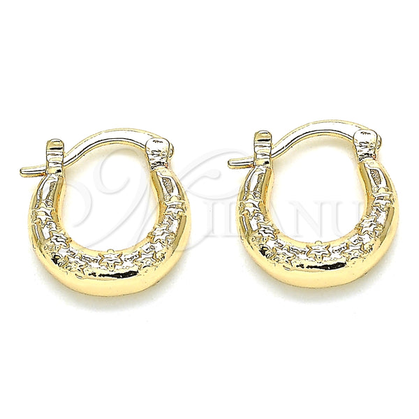 Argolla Pequeña 02.233.0037.15 Oro Laminado, Diseño de Estrella, Pulido, Tono Dorado