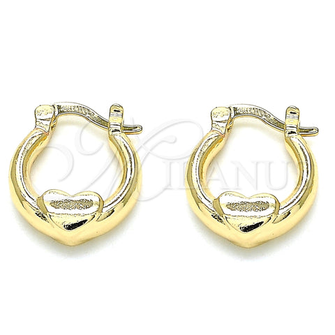 Argolla Pequeña 02.233.0040.15 Oro Laminado, Diseño de Corazón, Pulido, Tono Dorado