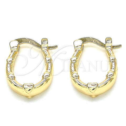 Argolla Pequeña 02.233.0044.12 Oro Laminado, Diseño de Corazón, Pulido, Tono Dorado